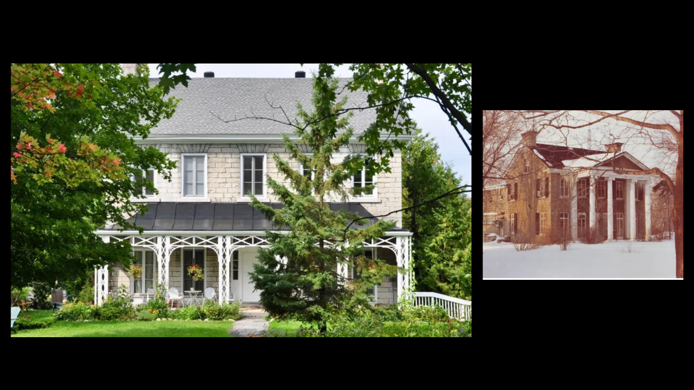 McKellar-Bingham House with an archival view of the earlier building.